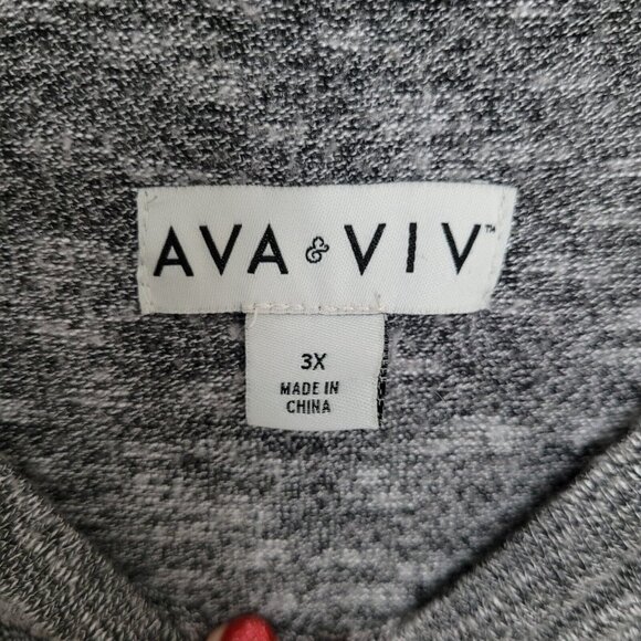 Ava & Viv Hi Lo Sweater Shirt Womens Size 3X Gray Lightweight - Picture 2 of 8